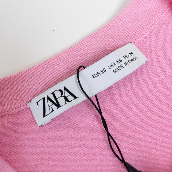 Zara Pink Cardigan Lightweight Soft 3/4 Sleeves XS - Picture 5 of 12